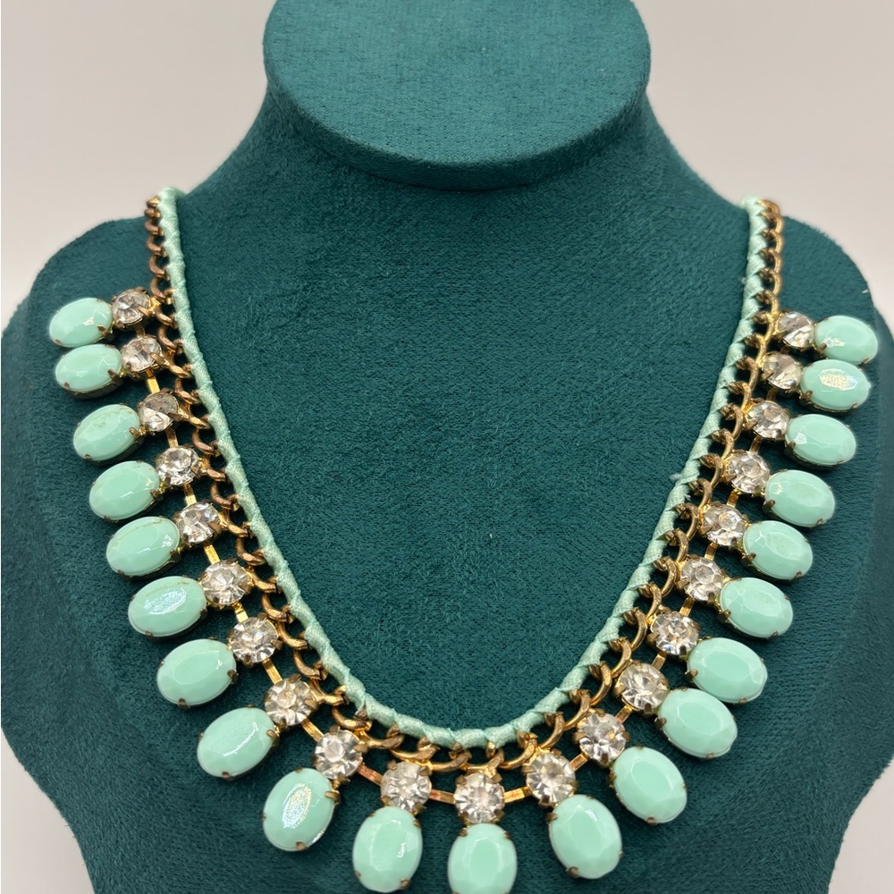 Mint Green Rhinestone Necklace - Picture 4 of 7